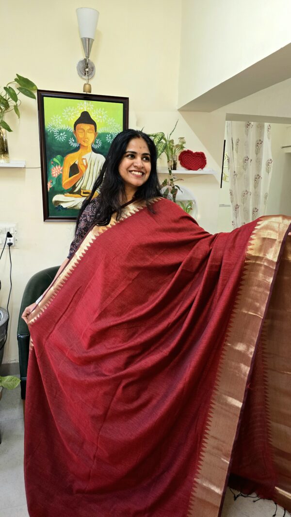Reddish Maroon silk cotton saree
