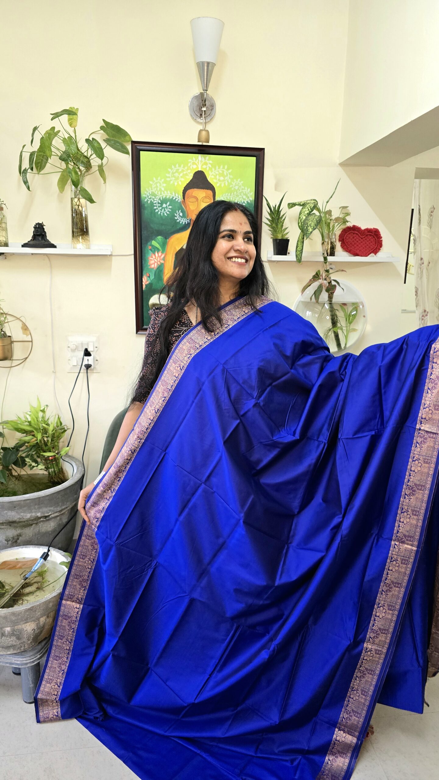 Blue Soft semi silk saree
