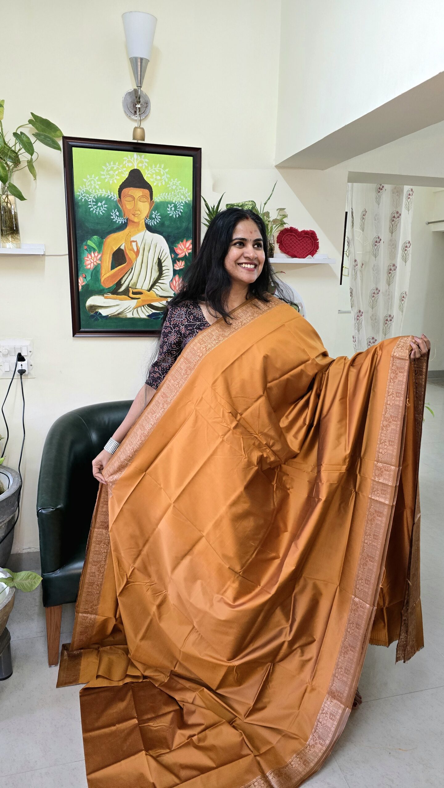 Mustard Soft semi silk saree