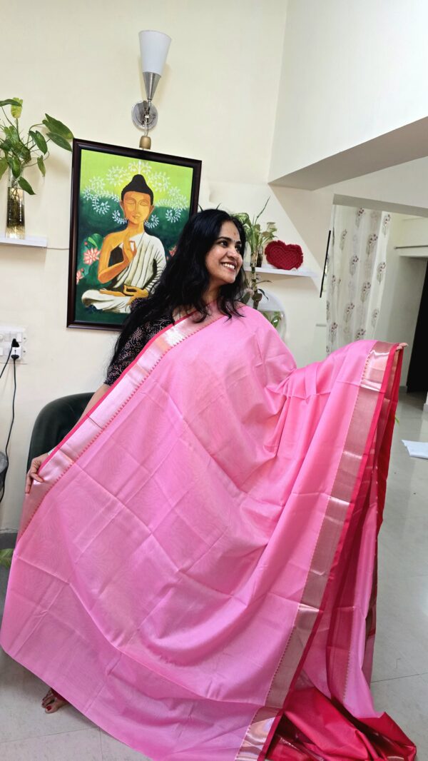 Pink and Red Mix Silk Saree