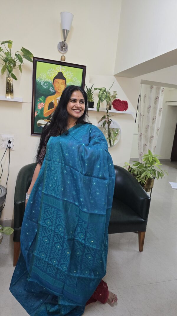 Blue soft Dhakai Saree with Zari weaving