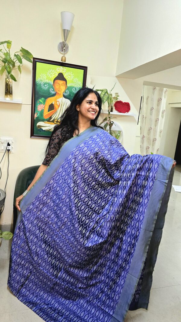 Blue Ikkat Silk cotton Saree