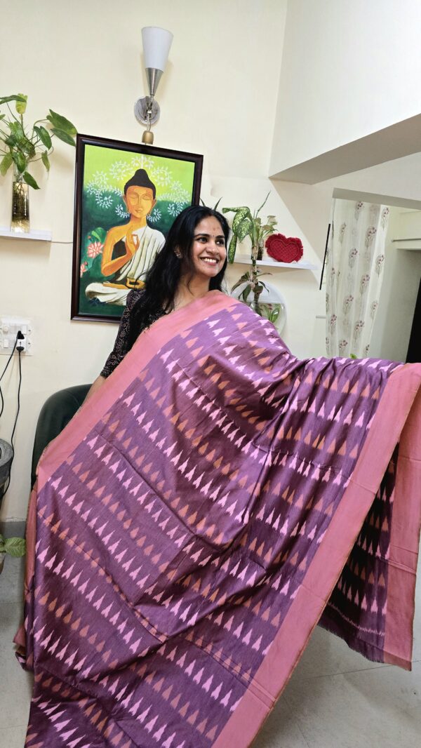 Purple Ikkat Silk cotton Saree